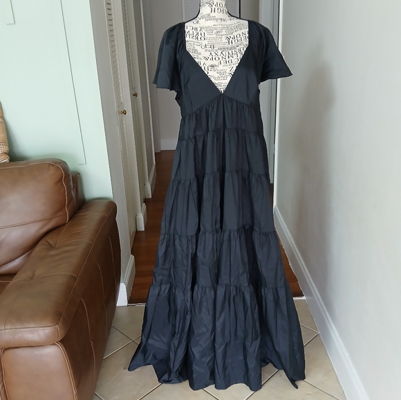NWT STAUD Corsica Plunging Tiered Maxi Dress - Picture 3 of 11